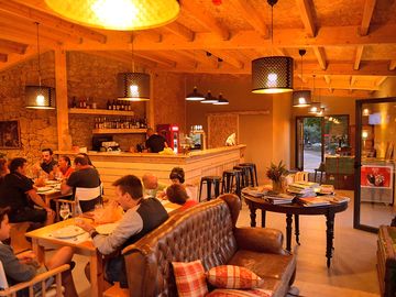 Inside the bar-restaurant