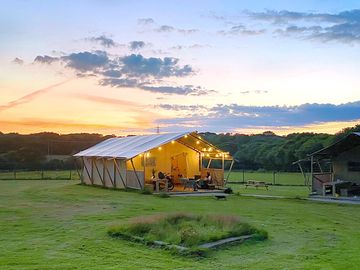 The site at dusk