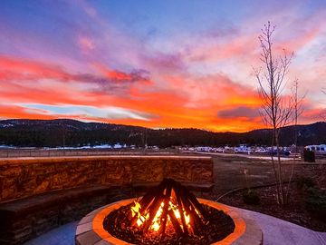 Sunset by the fire ring