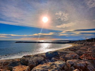 Sainte-marie-la-mer beach at sunset
