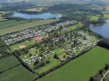 Aerial view of the site and lake