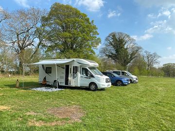 Mortorhome and camper on site