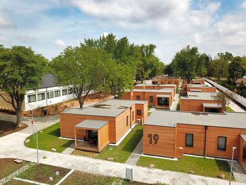 Aerial view of cabins
