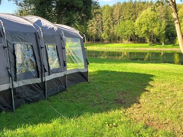 Flat and grassy pitches that are surrounded by our wildlife filled woodland