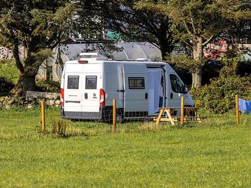 Campervan parked in the campsite