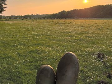 Overlooking the camping field at sunset