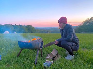 Campfire and sunset