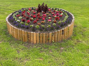 The flower bed at the entrance