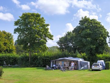 Shaded pitches surrounded by trees