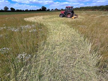 Pitches cut out of the meadow by the old site tractor