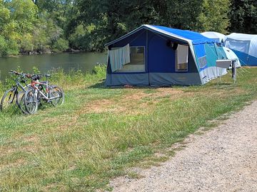 Grass pitch by the river