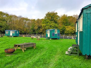 Each hut has its own private seating area with barbecue and firepit