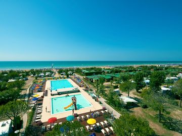 An aerial view of the campsite