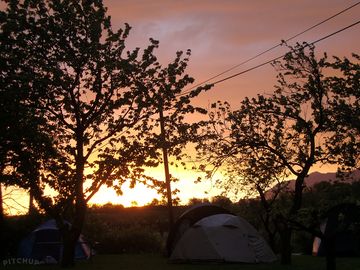 Sunset over the site