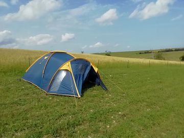 Pitched 4 man tent