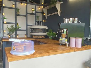 Pizza oven and fresh coffee