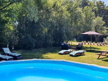 Swimming pool and seating areas
