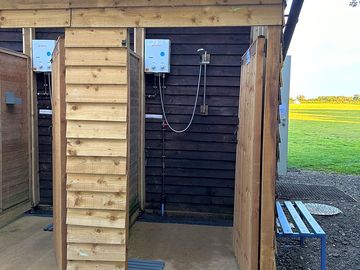 Semi outdoor showers, gas heated