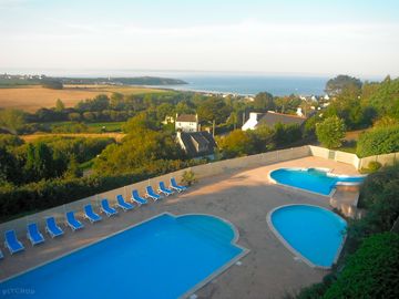 The outdoor pool complex