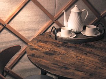 Inside the yurt