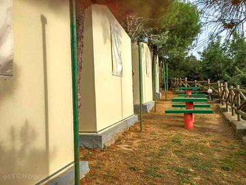 Outside tents