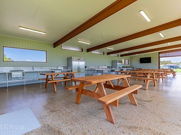 Camp kitchen and washing-up area