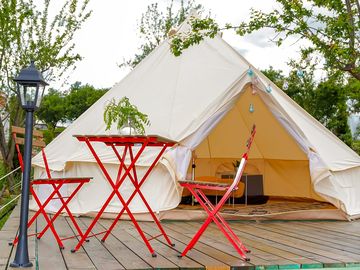 Bell tent with its own deck