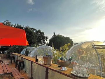 Outside area, dining pods