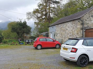 Parking area in front of bunkhouse