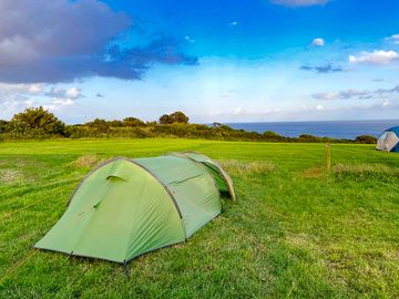 Our camp looking towards the sea. Fire pits and logs were available