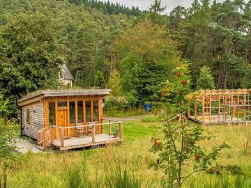 Handmade huts under construction