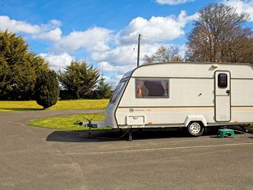 Caravan parked on a sunny day
