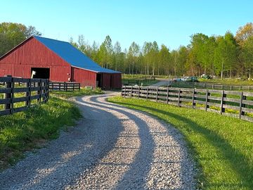 Turn right at the red barn to cabin