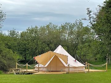 Bell tent in meadow