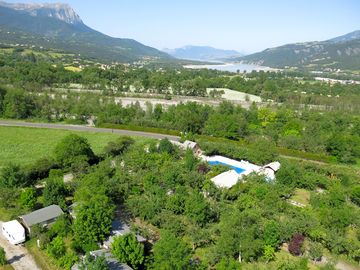 Aerial view of the campsite