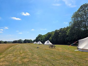 Outside bell tents