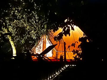 Bell tent at night