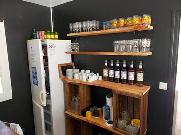 Local drinks stocked in the bar