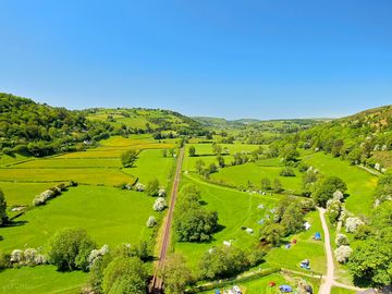Birds Eye view of the campsite and Teme Valley