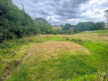 Tent pitch accessed by mown track