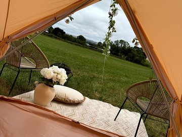 Looking out from one of our tents