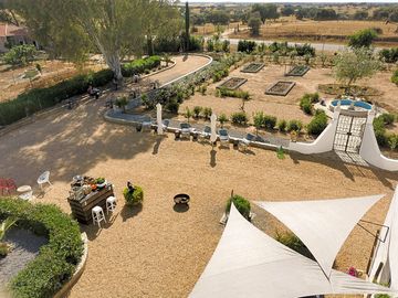 Aerial shot of the landscaped site