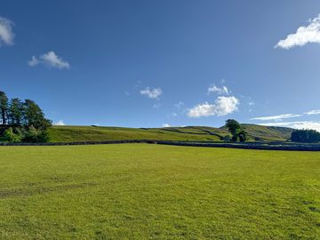 Grass pitches looking towards the dales