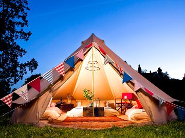 Bell tent by night