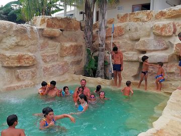 Swimming pole carved out of stone