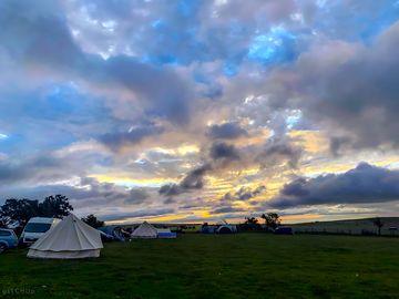 Camping under cloudy skies
