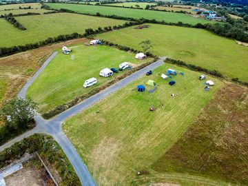 Grass pitches at the top of the hill