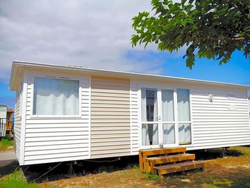 Exterior view of static caravan