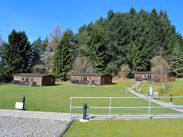 View of the camping pods on site