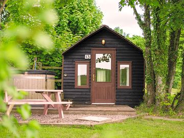 Exterior of Sheiling cabin with hot tub